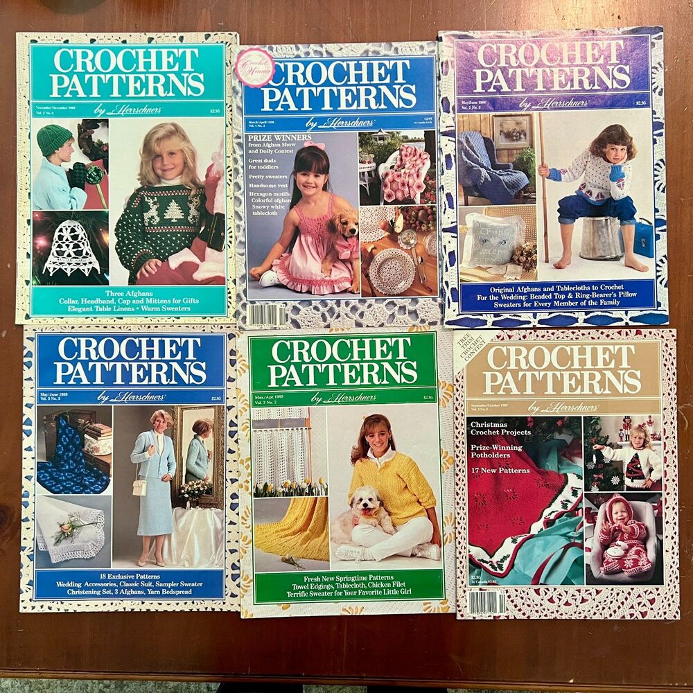 lot 6 Crochet Patterns by Herrschners 1989